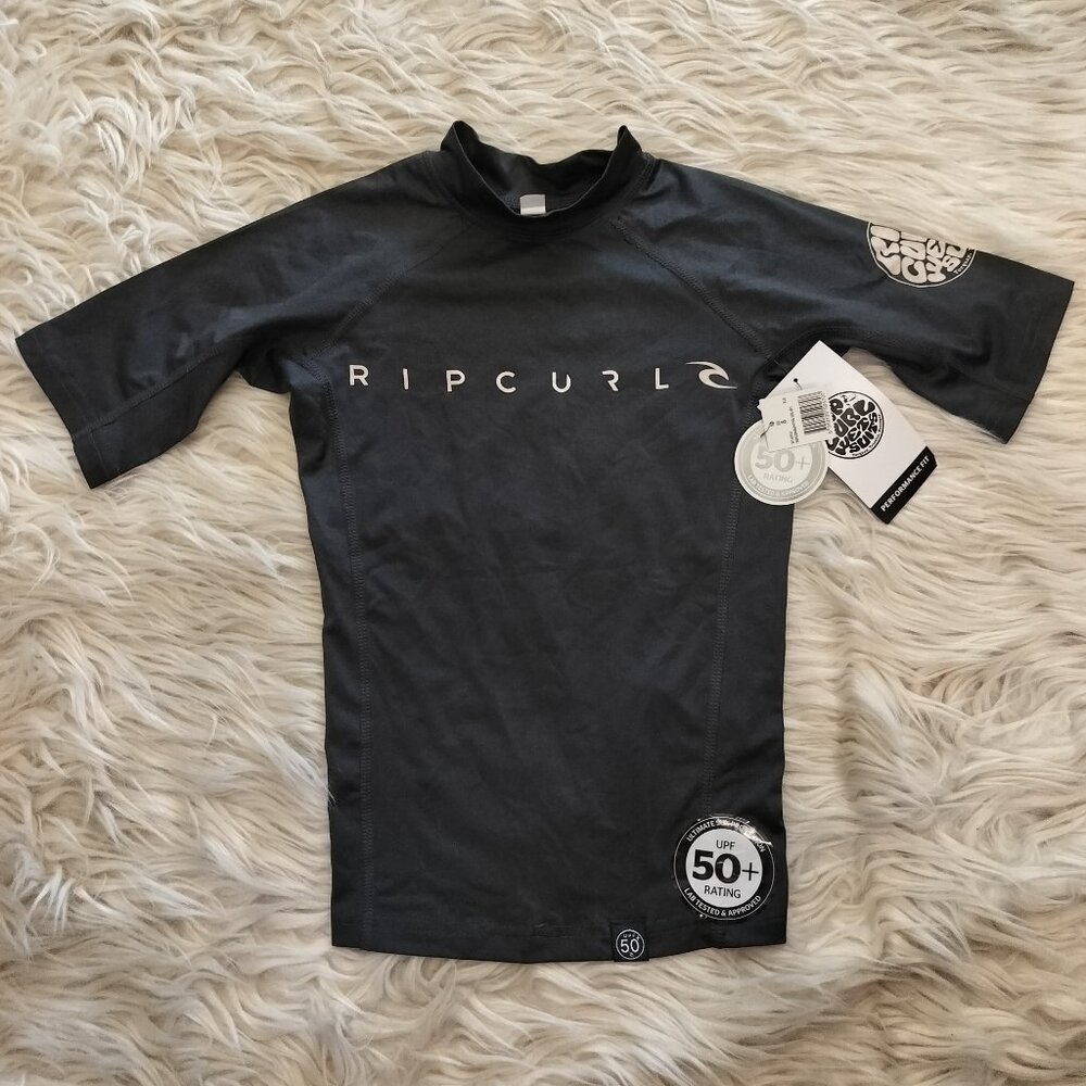 NWT Rip Curl Kids Rash Guard Top Performance Fit Black